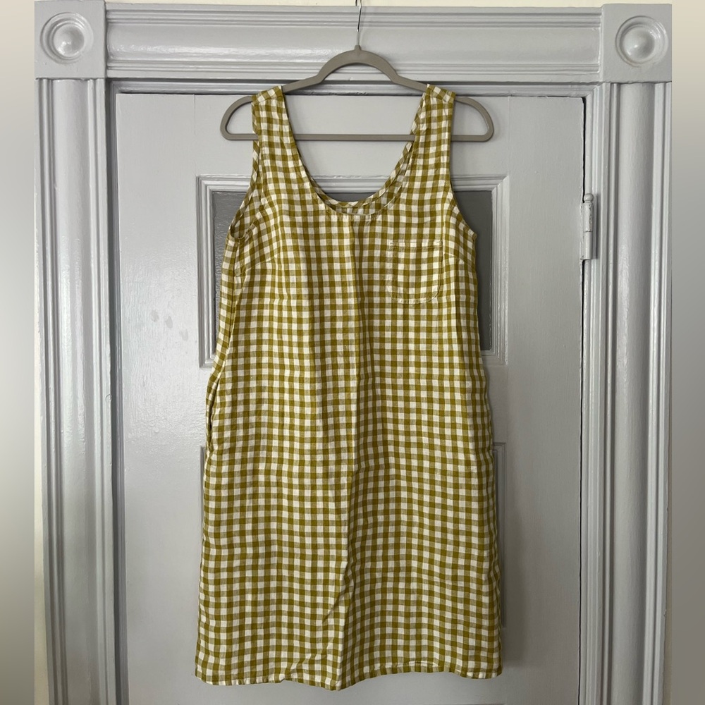NotPERFECTlinen Sicily dress. Size medium, in lime check. Excellent condition